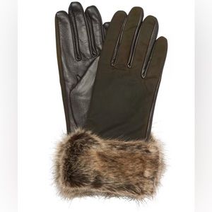 NWTs Barbour Women’s Ambush Wax Leather Gloves. Olive/Brown. Small